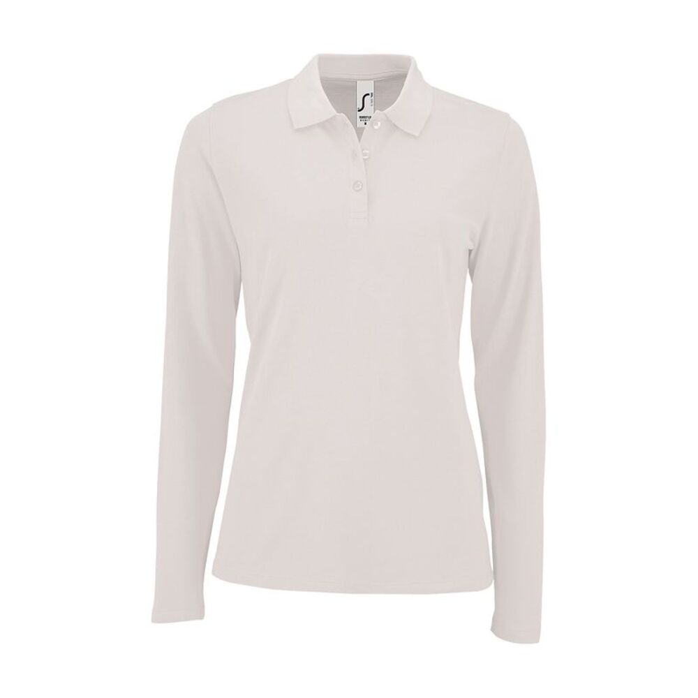 SOLS Womens/Ladies Perfect Long Sleeve Pique Polo Shirt / White